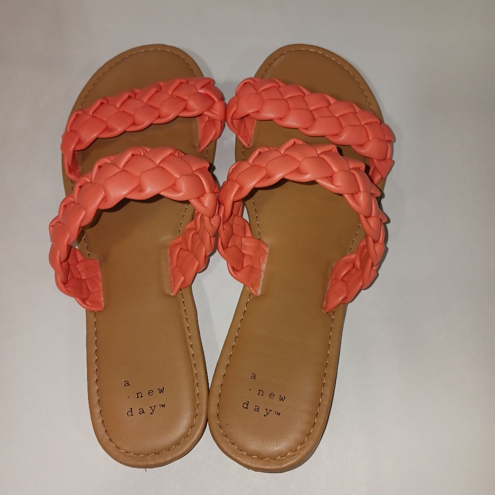 A‎ New Day Lucy Braided Slide Sandal size 9. Tangerine.